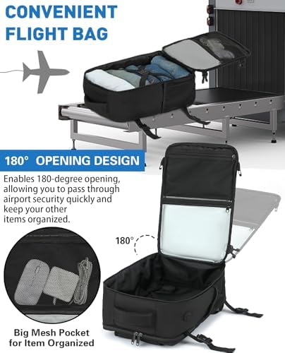Cabin Bags 40x20x25 for Ryanair Underseat Travel Backpack Ruscksack Carry-ons Hand Luggage Bag Cabin Size 20L for Flight with Laptop Compartment Fit 14 Inch Laptop Black - Image 3