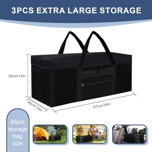 3 Pack 110L Travel Duffle Bag, Extra Large Heavy Duty 1680D Oxford Fabric Holdall Bag, Foldable Long Sports Duffle Luggage Bags Durable & Water Resistant - Image 2