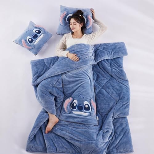 2 in 1 Pillow stitch Blanket-Gift for Family, Fleece Flannel stitch Blankets for Adults Children Soft and Warm Sleeping Blanket (B) - Image 4