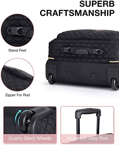 bagsmart 17.3 Inch Rolling Laptop Bag Women Men,Rolling Briefcase for Women with Wheels,Rolling Computer Bags Laptop Case for Office Travel Business,Quilted Black - Image 4