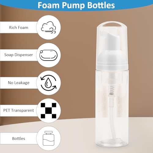 3PCS Empty Refillable Clear Plastic Foamer Bottle Pump Travel Size Foaming Soap Dispenser Cosmetic Makeup Packaging Bottles Container for Liquid Soap on Kitchen and Bathroom Countertops size 60ml/2oz - Image 6