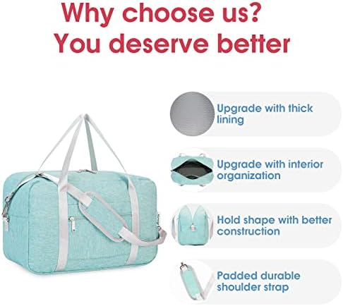 for Ryanair Cabin Bag 40X20X25 Underseat Foldable Travel Duffel Bag Holdall Tote Overnight Weekend Carry on Luggage for Women and Men 20L (Mint Green) - Image 5