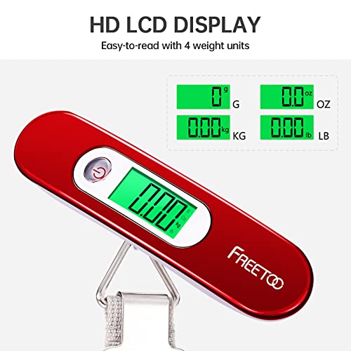 FREETOO Luggage Scale Portable Digital Weight Scale for Travel Suitcase Weigher with Tare Function 110 Lb/ 50Kg Capacity Red - Image 5