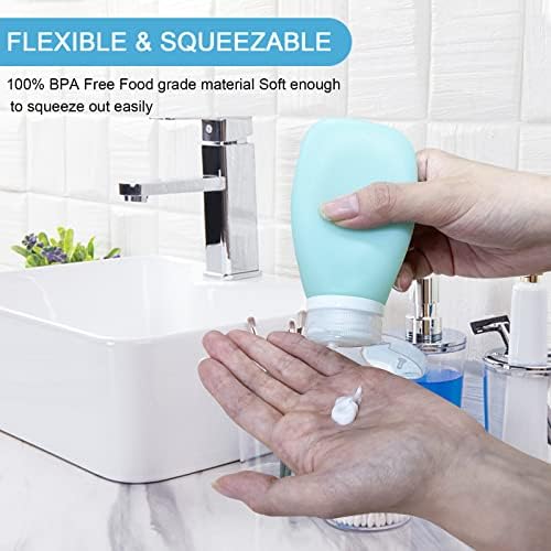 Travel Bottles for Toiletries 90ml, 4 Pack Silicone Travel Toiletries Portable Travel Containers Set Leak Proof Refillable Squeezable Silicone Bottle for Liquid Shampoos, Soap and Cosmetic - Image 5