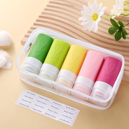 INSFIT Travel Bottles for Toiletries, CAA Approved 2oz Travel Size Containers, BPA Free Leak Proof Squeezable Silicone Tubes for Shampoo Conditioner Lotion Soap with Labels - Image 6