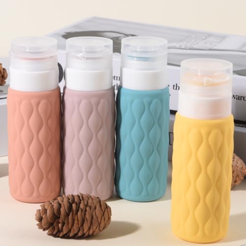 4 Pack Travel Bottles for Toiletries 100ML Silicone Travel Squeeze Bottles Set with Clear Zipper Toiletry Bag Leakproof Refillable Squeeze Travel Containers - Image 4