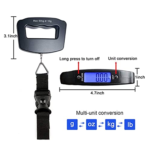 Hypercube Luggage Scale Portable Digital Weight Scale for Travel Suitcase Weigher with Tare Function 110 Lb/ 50Kg Capacity Black - Image 4