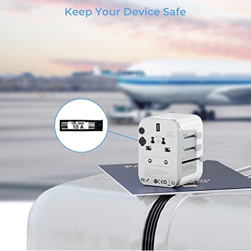 TESSAN Universal Travel Adapter 28W, Worldwide Plug Adaptor with 2 USB A and 3 USB C Ports, International Travel Adapter for EU, UK, USA, AU, Power Socket Charger for Multi Countries, Grey White - Image 4