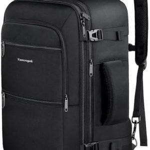 Vancropak Easyjet Cabin Bag 45x36x20 Underseat, Expandable Travel Backpack Cabin Size for Easyjet, Water Resistant Carry on for Men Women, TSA Hand Luggage Backpack, Black