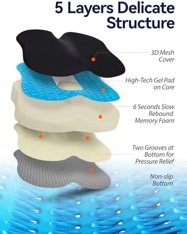 Travel Ease Ergonomic Seat Cushion, Premium Gel Memory Foam Chair Pad with Anti-Slip Base for Long Hours Sitting Comfort, Hip Support Pillow for Office Chair, Car Seat, Gaming Chair (Black) - Image 5