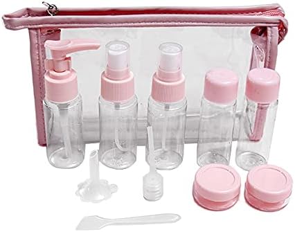11 Piece Set Cosmetics Travel Bottle, Transparent Travel Toiletries Bottles Under 100ml, Including Spray, Sample Pots, Label Paper and Transparent Cosmetic Bag,Leak-Proof Accessories