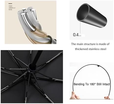 Travel Folding Umbrella Automatic Open/Close Handle Coating Layer Fabric Blocking/Portable Golf/Car Compact Umbrella/Lightweight Small Backpack/Rain Sun Anti UPF 50 UV Protection 99.9% /Men Women Kids - Image 5