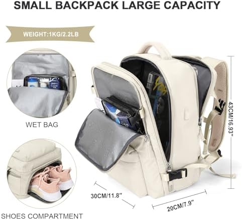SZLX Large Travel Backpack for Women Men Cabin Bags for Ryanair Easyjet Underseat Hand Luggage Bag Carry on Travel Backpack Cabin Size Flight Rucksack Fit 14 Inch Laptop with Shoe Compartment - Image 4