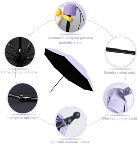 Mini Umbrella, 8 Ribs Folding Compact Sun Rain Lightweight, Anti-UV Travel Umbrellas with Capsule Case for Men Women Teens - Image 4