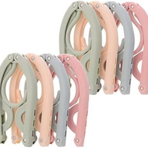 8pcs Folding Clothes Hangers, 4 Colors Travel Hangers Foldable Portable Plastic Clothes Coats Hangers Home Hotel Camping Holiday Travel Accessories Cruise Essentials (Green/Blue/Pink/Beige)