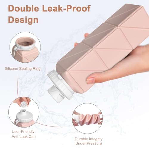 Collapsible Water Bottles,Leak-Proof Silicone Bpa Free Bottles,Durable & Foldable Lightweight Outdoor Portable Reusable Water Bottle For Sports Gym,Travel, Camping,Detachable For Dishwasher - Image 4