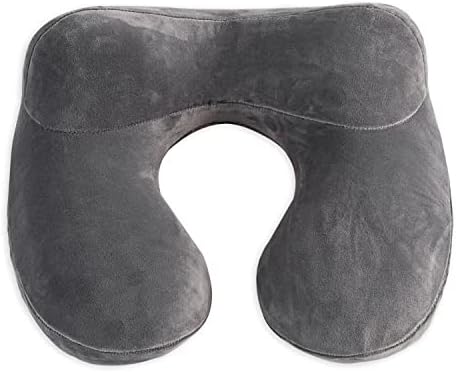 Inflatable Travel Pillow - 100% Soft Velvet Neck Support for Traveling, Airplanes, Trains, Cars, and Offices with Compact Carrying Bag, Breathable and Washable Cover, Ideal for Adult Sleepers (Grey) - Image 5