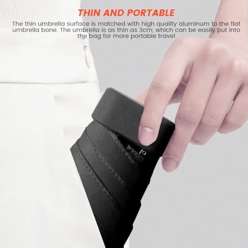 Mini Folding Umbrella with Case - Ultra-Portable Compact Travel Umbrella, Anti-UV Rainproof Windproof Fast Dry and Ultra Lightweight for Women, Men, Students (Black) - Image 5