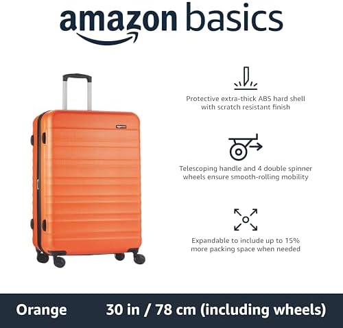 Amazon Basics Hardside Luggage ABS Hard-Shell Spinner/Suitcase with 4 Wheels, 78 cm, Burnt Orange - Image 2