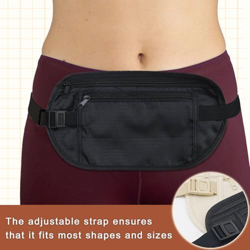 Travel Money Belt, Anti-Theft Fanny Pack, Hidden Bum Bag Under Clothes, Waist Pack with RFID Blocking for Money, Passport, Card, Mobile Phone, Keys - Image 4