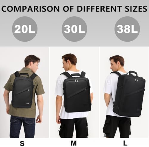 Kono Ryanair Cabin Bags 40x20x25 Underseat Travel Bag Carry On Backpack Hand Luggage Bag Laptop Backpack Cabin Size(20L, Black/Brown) - Image 3