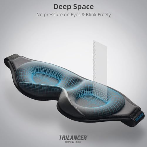 2025 Innovative Sleep Mask for Men and Women, Trilancer 3D 100% Light Blocking Design, Comfortable Eye mask, Blackout Blindfold for Sleeping, Nap, Meditation, Travel, with Earplugs (Light Blue Mesh) - Image 4