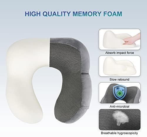 Eono Neck Pillow Memory Foam, Travel Pillow for Neck, Comfortable Neck and Head Support Pillow for Plane Cars Trains Office, Soft Flight Travel Cushion for Sleeping - Image 5