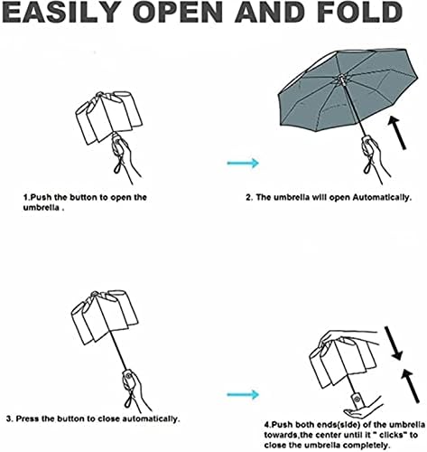 Compact Travel Folding Umbrella Automatic Open/Close Handle Coating Layer Fabric Blocking/Anti UPF 50 UV Protection 99.9% Portable Golf Umbrella/Lightweight Small Backpack/Rain Sun/Men Women Kids - Image 7