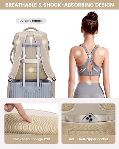 LOVEVOOK Travel Backpack Womens Cabin Bag Large 17 inch Laptop Rucksack for Plane Hand Luggage Waterproof Weekend Overnight Carry On Bag for Ladies 40L Maternity Hospital Bags - Image 4