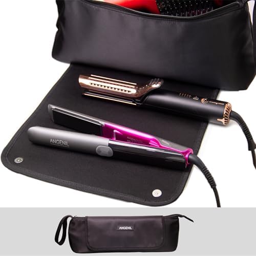 ANGENIL Large Capacity Hair Tools Travel Bag 2 in 1, Heat Proof Mat for Hair Straighteners, Curling Iron, Hot Air Brushes, Hair Dryer and Care Accessories, Portable Hot Tool Mat Bag - Image 3