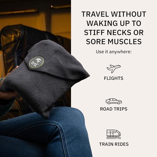 trtl Travel Pillow - Airplane Pillow for Neck and Shoulder Support - Soft, Lightweight, Machine-Washable Travel Pillows for Airplanes - Grey - Image 3