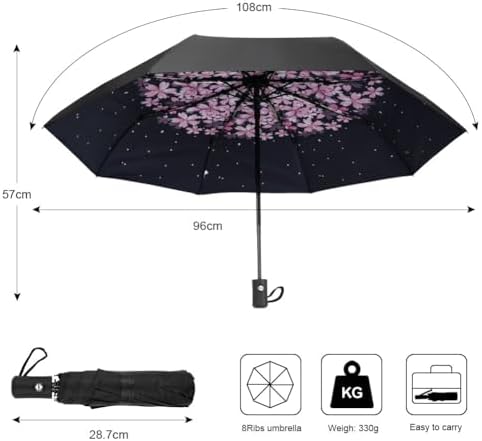 Travel Umbrella, Windproof Automatic Umbrella, 8 Ribs Compact Travel Folding Umbrella, Auto Open/Close, Portable Umbrella for Men&Women - Image 2