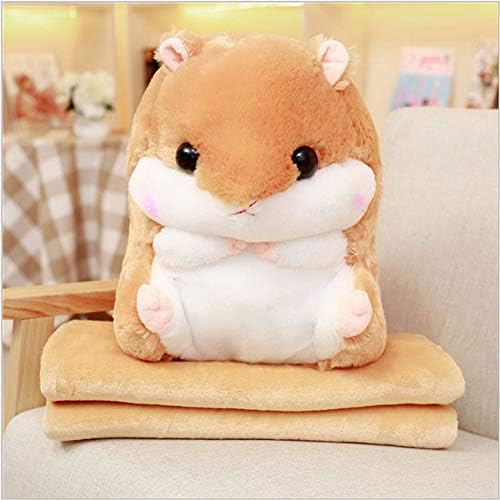 Cuddly Plush Stuffed Hamster Pillow with Comfortable Blanket of 100cm x 170cm, Light Brown - Image 6