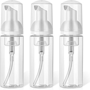 3PCS Empty Refillable Clear Plastic Foamer Bottle Pump Travel Size Foaming Soap Dispenser Cosmetic Makeup Packaging Bottles Container for Liquid Soap on Kitchen and Bathroom Countertops size 60ml/2oz