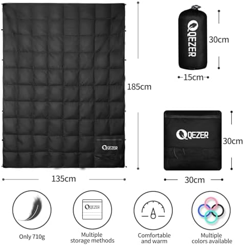 Down Camping Blanket,Ultralight and Warmer Blanket for Camping, Hiking, Hammocks,Travel, Indoors,Outdoor,Cars,Camper Van with 2 kinds of style for storage,can be used as square pillow or quilt - Image 2