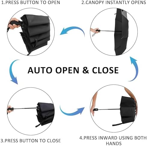 6 Pack Folding Travel Umbrella, Automatic Open Umbrellas Bulk, 8 Ribs Windproof Compact Umbrellas, Portable Sun Rain UV Auto Open & Close Umbrella for Men Women, Black - Image 4