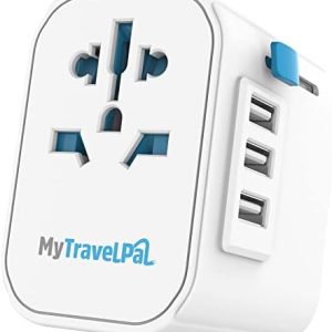Worldwide Travel Adapter with USB | The Safest All In One Travel Adaptor | MyTravelPal® Pro Grounded Universal Travel Adapter Worldwide | Earthed International World Charger Multi Travel Plug Adapter