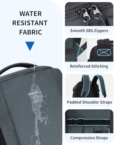 ECOHUB for Ryanair Cabin Bags 40x20x25, 20L Underseat Carry on Backpack with 14” Laptop Compartment, Water-Resistant Travel Hand Luggage Bag, Recycled Rucksack with Anti-Theft Pocket,Grey - Image 8