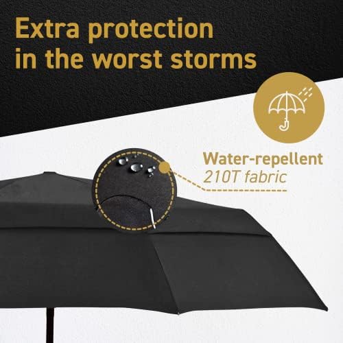 EEZ-Y Compact Travel Umbrella w/Windproof Double Canopy Construction - Auto Open Close Button for One Handed Operation - Sturdy Portable and Lightweight for Easy Carry - Image 4