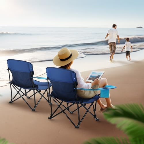 ALPHA CAMP Folding Camping Chair with Cup Holder, Heavy Duty Outdoor Portable Camp Chair for BBQ, Beach, Travel, Picnic, Festival - Image 2