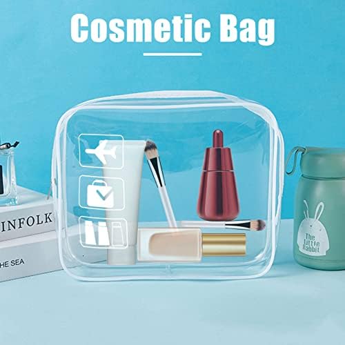 2pcs Clear Travel Toiletry Bag TSA Approved Quart Size Travel Bag Airport Carry On Liquid Bag Clear Shower Bag Transparent Toiletries Bag Plastic Airport Security Toiletry Bags(White) - Image 5