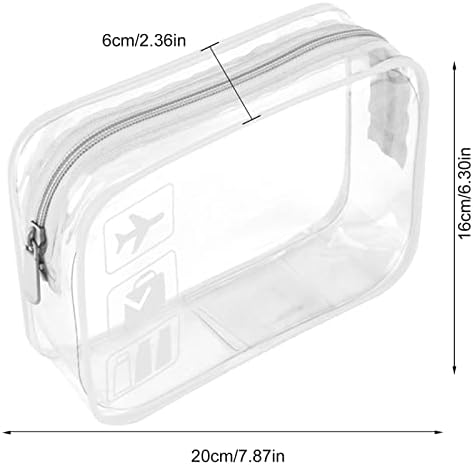 2pcs Clear Travel Toiletry Bag TSA Approved Quart Size Travel Bag Airport Carry On Liquid Bag Clear Shower Bag Transparent Toiletries Bag Plastic Airport Security Toiletry Bags(White) - Image 3