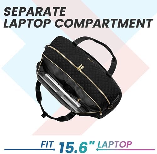 LOVEVOOK Travel Duffle Bag for Women, Weekend Overnight Bags with Cosmetic Bag, Large Waterproof Ladies Holdall for Hospital Maternity Gym, Carry On Flight Womens, Black - Image 2