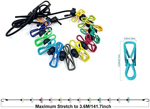 Portable Clothesline,Retractable Clothesline for Travel,Clothing line with 12 Clothes Clips,for Indoor Laundry Drying line,Outdoor Camping Accessories (black) - Image 3