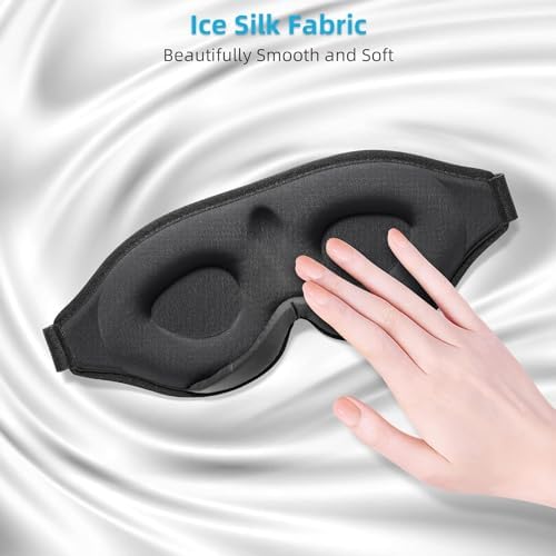 2025 Innovative Sleep Mask for Men and Women, Trilancer 3D 100% Light Blocking Design, Comfortable Eye mask, Blackout Blindfold for Sleeping, Nap, Meditation, Travel, with Earplugs (Light Blue Mesh) - Image 6