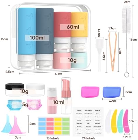 26 Pack Squeezable Silicone Travel Bottles Set - Empty, Leak-Proof, Refillable Containers for Toiletries, TSA Approved Travel Accessories for Women, Airplane Travel Essentials - Image 2
