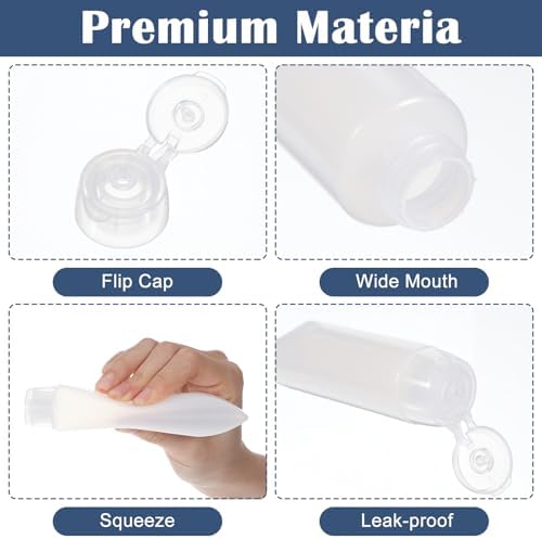 6pcs Travel Bottles,30ml & 50ml Clear Plastic Empty Squeeze Bottle,Transparent Refillable Cosmetic Containers Travel Size Bottles,Leak Proof Small Squeeze Bottles for Toiletries,Makeup,Shampoo - Image 3