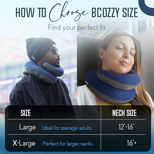 BCOZZY Travel Neck Pillow for Airplane – Patented Double Support for Head, Neck, and Chin. Best for Long Flights, Plane Sleeping, and Car Rides. Adjustable Size. Fully Washable. Carry Bag. Large, Navy - Image 7