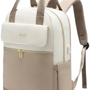 LOVEVOOK Backpack Womens, 15.6 Inch Fashion Laptop Rucksack Bag for Ladies, Lightweight Computer Backpack Work Bag with USB Port, Casual Daypacks Back Pack for School Uni Travel, Beige Khaki