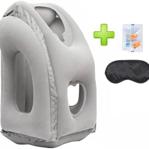 Inflatable Travel Pillow 3rd Generation Neck and Head Support Pillow, Travel Pillow for Sleeping on Office Train Car Airplane (Grey)